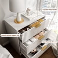 thumbnail image 4 of Tydimor Modern Bedside Table with 3 Drawers, Nightstands with Fluted Panels and Gold Handles, Wooden Texture Accent Storage Cabinets for Bedroom, Living Room, White, Set of 2, 4 of 10
