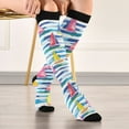 thumbnail image 5 of FORMRS Womens Knee High Socks Casual Long Thick Travel Daily Wear, 1 Pair, Yellow Hand Drawn Sailboats, 5 of 6
