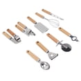 thumbnail image 4 of 9pcs Kitchen Utensils Wooden Handle Stainless Steel Easy Cleaning Wear Resistant Colorful Package Cooking Utensils Set, 4 of 14