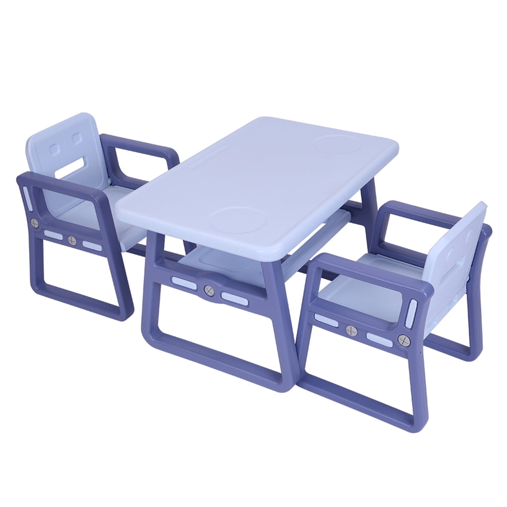 3pcs Kids Table and Chairs Set Children Table Chairs Boys Girls Activity Playroom Furniture