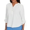 thumbnail image 4 of Alfred Dunner Womens Petite Tie Sleeve Crinkle Textured Henley Top, 4 of 4