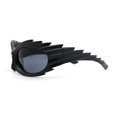 thumbnail image 3 of Hedgehog Fur Carving Retro Wrap Thick Temple Plastic Sunglasses All Black, 3 of 4