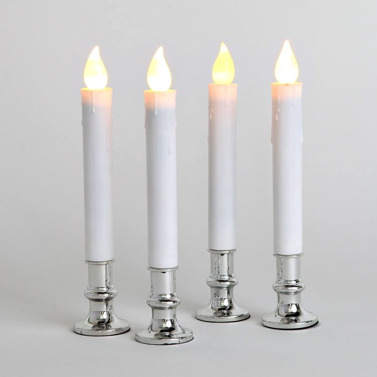 Lamplust Advent Flameless Candles, Set of 4 - Real Wax, 9 inch Tall, Realistic 3D Flames, Remote & Batteries Included, Pink and Purple LED Taper