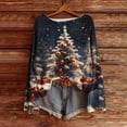 thumbnail image 2 of Enjoytime Christmas Cute Tops for Women Printed Round Neck Knitted Long Sleeve Sweater Fall Winter Holiday Pullover Top Blue M, 2 of 4
