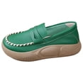 thumbnail image 4 of Zapatos informales de PU para mujer, zapatos de suaves y cómodos, zapatillas de deporte sin cordones, parte inferior gruesa, ropa de calle verde 37, 4 of 8