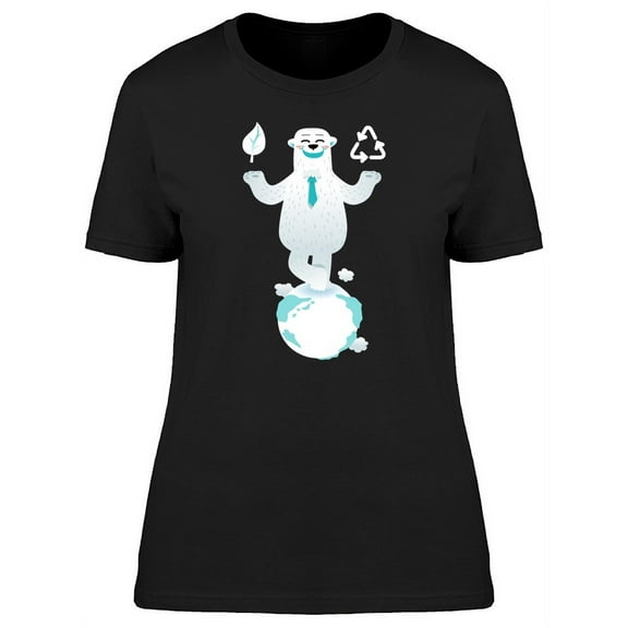 Polar Bear On World T-Shirt Women -Image by Shutterstock, Female Large
