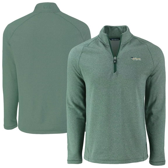 Men's Cutter & Buck Heather Green New York Jets Peshastin Eco Fleece Recycled Half-Zip Top