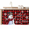 thumbnail image 2 of Red Plaid Christmas Cabinet Curtain 32"Wx55"L,Dustproof Pantry Door Curtain W/ Self Adhesive Tape,Snowflake Snowman Xmas Birds Berry Tall Storage Cover Privacy Drape for Bathroom Kitchen Laundry Room, 2 of 9