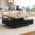 thumbnail image 2 of Noble House Square Rotating Coffee Table,360° Rotating High-Gloss Top,Black, 2 of 6
