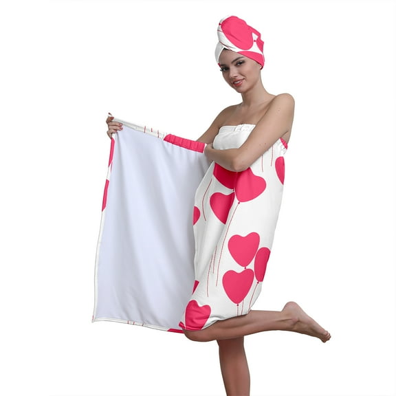 Colevkie 2 Pcs Women's Bath Skirt Shower Cap Set Adjustable Wrap Towel Absorbent Hair Drying Cap Lightweight Portable for Spa Bathroom