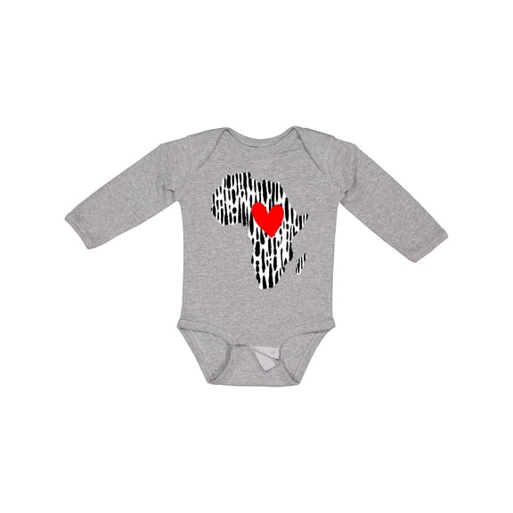 Inktastic Black History Month Ink Print African Heart Boys or Girls Long Sleeve Baby Bodysuit