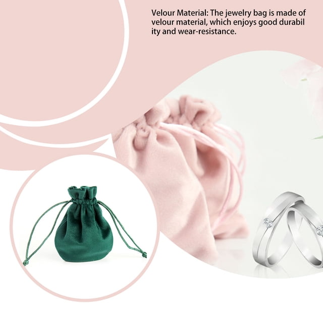 stanreset Velour Jewelry Bag Drawstring Round/Square Bottom Gift Small Pack Green/round bottom