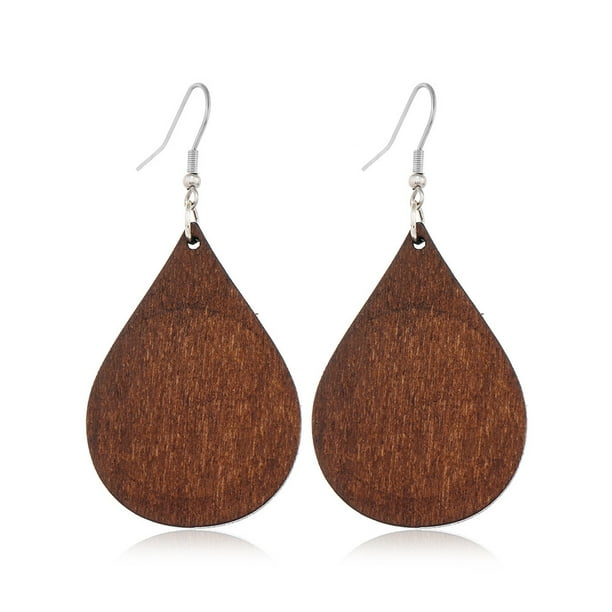 Pendientes de aro de madera para mujer, estilo retro, negro, africano, bohemio, de madera, geométricos, ligeros, 5 unidades