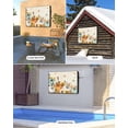 thumbnail image 2 of Outdoor TV Cover 30 to 32 Inch Weatherproof, Boho Fall Thanksgiving Waterproof TV Screen Protector for Outside Decor with Zipper and Pocket 30"L x 19"H&nbsp; , Orange White Teal Blue Pumpkins Leaves, 2 of 7