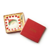 Vietri Old St. Nick Square Plate W/Spreader in A Special Presentation Box, Handpainted Christmas Stoneware