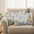 thumbnail image 2 of Happy Easter Pillow Covers 2 Pack Bunny Floral Egg Trees Butterfly Spring Board Pillowcase Waterproof Outdoor Throw Pillow Cover for Patio Balcony Rectangular Cushion 20”x12”, 2 of 9