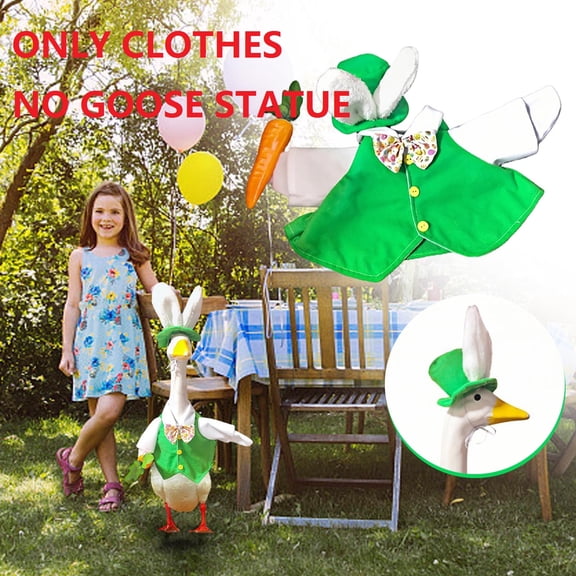 Large White Holiday Yard Decoration, Outdoor Easter Christmas Porch Goose with Removable Clothes, Waterproof Festive Decor(A)