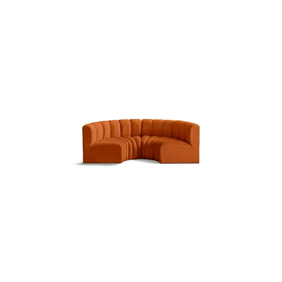 Meridian Furniture Arc Cognac Velvet Modular Sectional