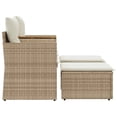 thumbnail image 3 of vidaXL Garden Sofa 2-Seater with Stools Beige Poly Rattan, 3 of 5