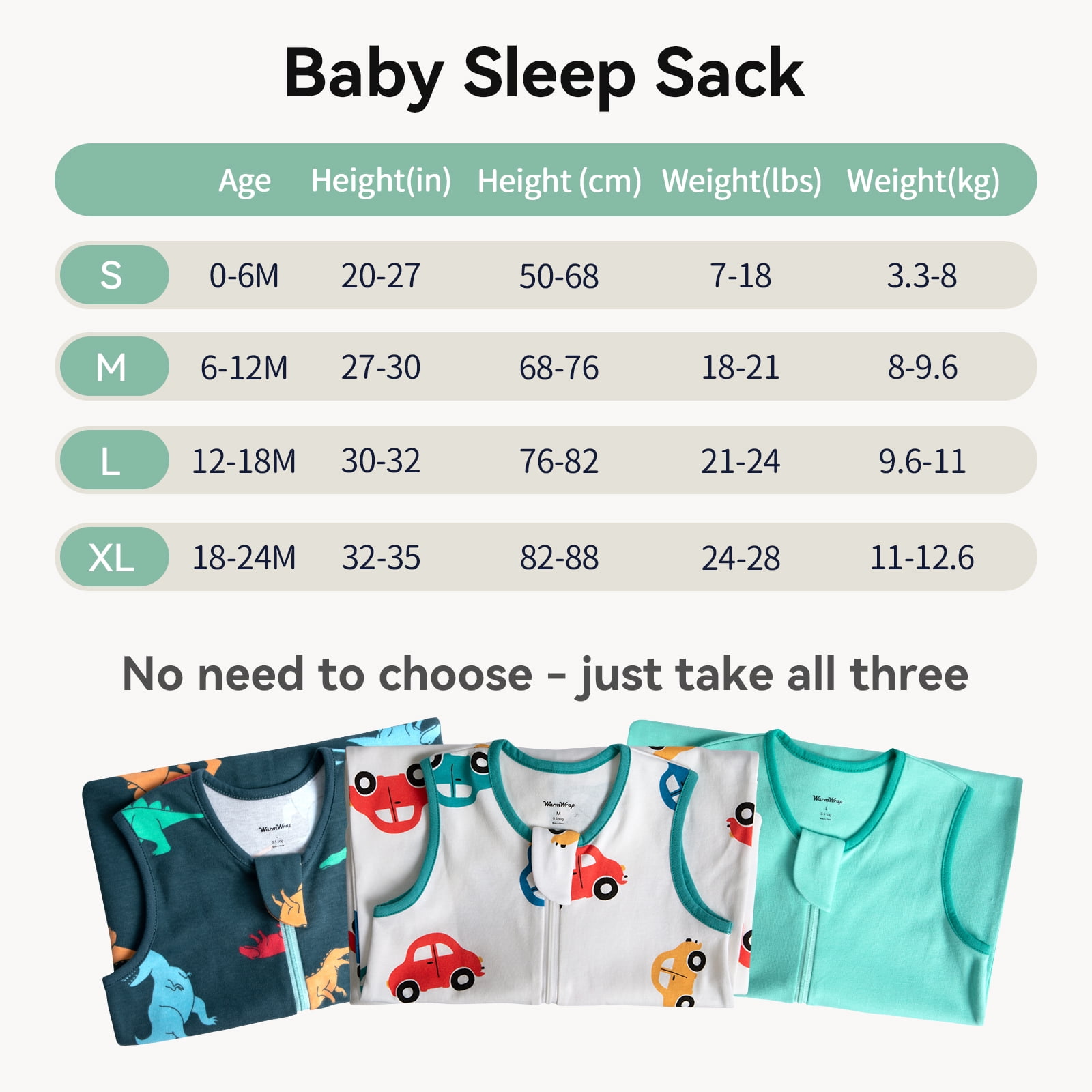 Baby Sleep Sack 0-6 Months 100% Cotton Baby Wearable Blanket 2-Way Zipper Breathable Lightweight Unisex Sleeping Bag 0.5 Tog Toddler Sleep Sack (3 Pack)