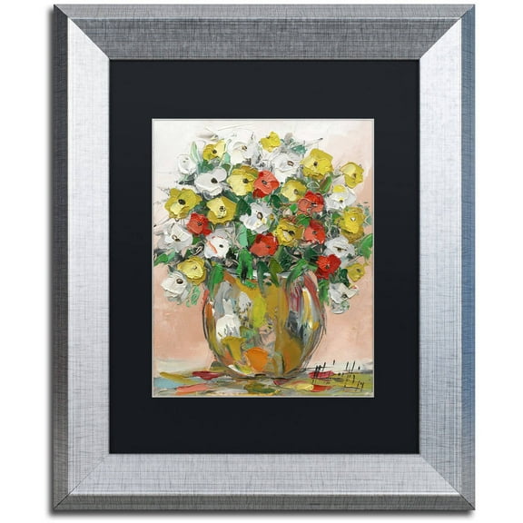 Trademark Fine Art "Spring Flowers in a Vase 8" Canvas Art by Hai Odelia, Black Matte, Silver Frame