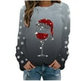 thumbnail image 1 of VJATTWR Mes Articles Chandail en Molleton de Noël pour Femmes Automne et Hiver Flocon de Neige Rouge Verre Dégradé Imprimé Col Rond Épaule Manches Longues Décontracté Sport Chandail en Molleton Get it Fast, 1 of 4
