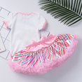 thumbnail image 2 of Gibobby Mamelucos para bebe niña Traje de un año con estampado de arcoíris para niña, traje de falda superior de manga corta de verano, conjunto de 2 piezas(Blanco, 12-18 Meses), 2 of 5