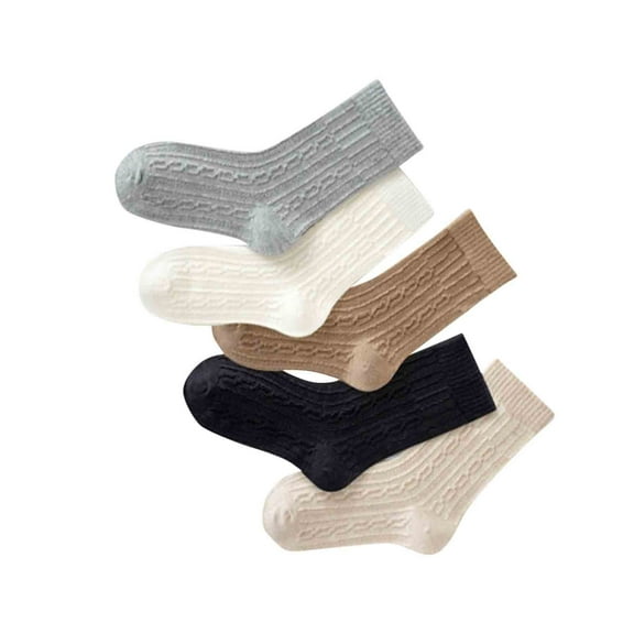 Odeerbi 5 PCS Cotton Crew Socks for Kids Boys Girls Breathable Cute Soft Socks Children's Mid Tube Socks