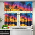thumbnail image 3 of Sunset Palm Tree 3-Piece Kitchen Curtains Set - Rod Pocket Tier Panels & Valance, 24" Length for Farmhouse/Bathroom/Bedroom (54"x18"+2x27.5"x24"), 3 of 5