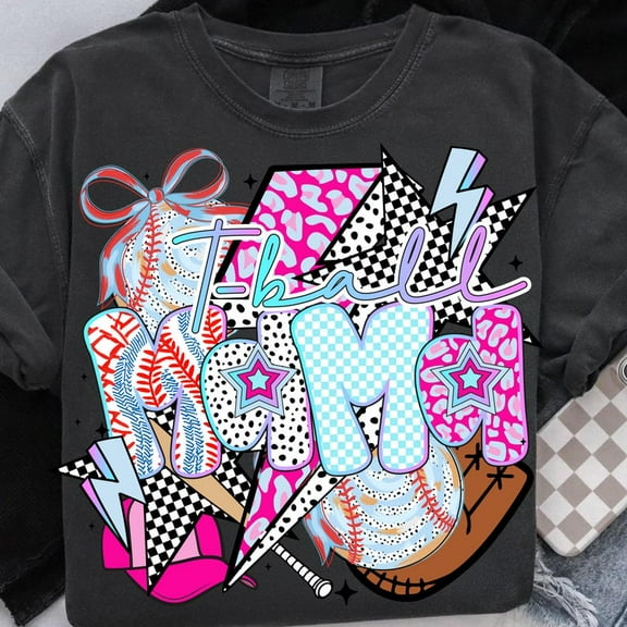 T-Ball Mama T-Shirt, Coquette Bow Baseball Mom Tee, Brushstroke Game Day Shirt, Raising Ballers Outfit, Stylish Baseball Mom Shirt