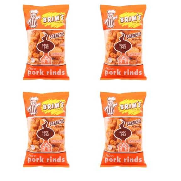 Fried Original Pork Rinds - 4 Pack Crunchy Barbecue Flavorful Snack Since 1982, High Protein Value Parties Gift Movie Celebration
