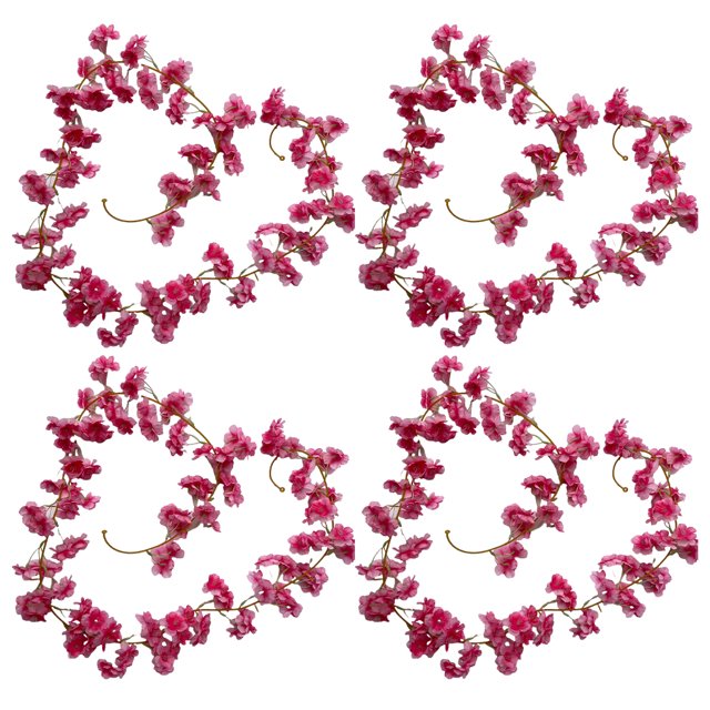 Yuarrent 4 pack/lote Cadena de flores de cerezo artificiales de bajo mantenimiento interior o exterior de larga duración Decoración del hogar Rosa roja 135 cabeza
