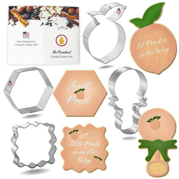 Little Peach Cookie Cutter 4 Pc Set. USA Tin Plate Steel - By Foose