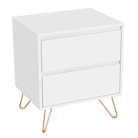 Yaheetech White Storage End Table With Iron Legs And 2 Drawers Home Furniture Side Table Best For Bedroom Living Room Wooden 2pcs Walmart Canada