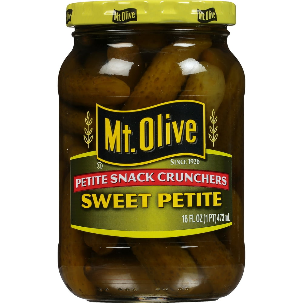 Mt. Olive Sweet Petite Snack Cruncher Pickles, 16 fl oz Jar Walmart