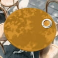 thumbnail image 3 of Solid Color Round Fitted Table Cover Ginger Waterproof Table Cloth with Elastic Edge Wipeable Tablecloth for Picnic Camping Party Fits 36"-44" Diameter, 3 of 8