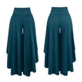 thumbnail image 5 of Karymi Shorts for Women High Waist Ruffle Layered Flowy Wide Leg Pants, Solid Elastic Waist Asymmetrical Hem Palazzo Trousers, Elegant Party Vacation Wide Leg Pants Woman, 5 of 7