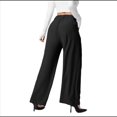 thumbnail image 2 of Pantalones de Traje Anchos para Mujer, Holgados, de Cintura Alta Elástica, Informales, Largos, Negros, Talla M, 2 of 7