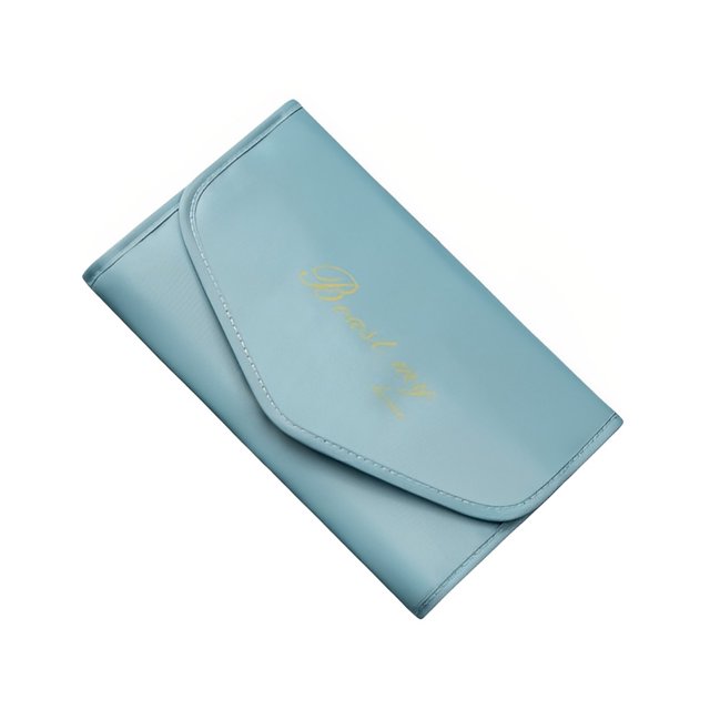 Qarigey Bolsa de almacenamiento de joyas, bolsas multifuncionales plegables portátiles, abalorio ligero, aretes, anillos, organizador para mujeres Ropa, zapatos y accesorios Miscelánea Azul claro Qarigey AP015835-03