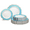 Imperial Aqua & Gold, variant on " OCCASIONS " 50 Plates Pack (25 Guests)-Heavyweight Wedding Party Disposable Plastic Plate Set -(25x10.5'' Dinner + 25x8'' Salad/dessert (Imperial in White/Blue & Gold)