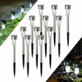 thumbnail image 1 of Luces solares para exteriores, jardín, 12 Uds., luces solares LED de acero inoxidable, decoración impermeable IP44 para exteriores, camino de césped, garaje, Patio JAMW Sencillez, 1 of 5