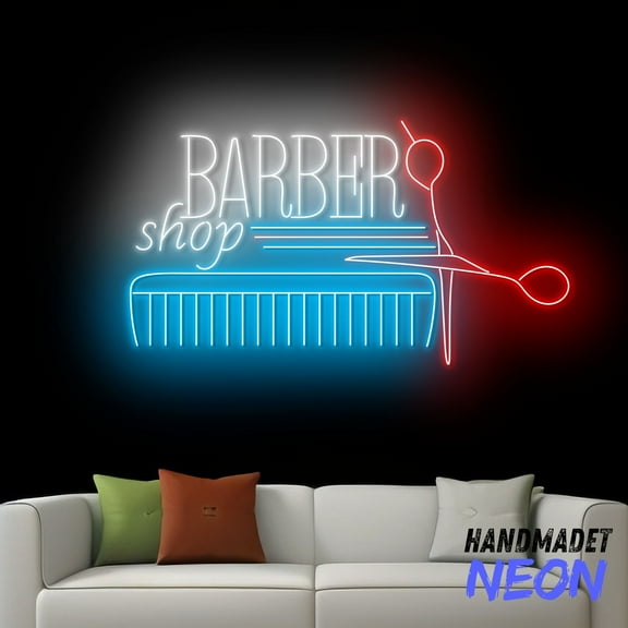 Handmadetneonsign Barber Shop Neon Sign, Barber Logo Led Sign, Hairdresser Wall Art, Barbershop Open Wall Decor 77421