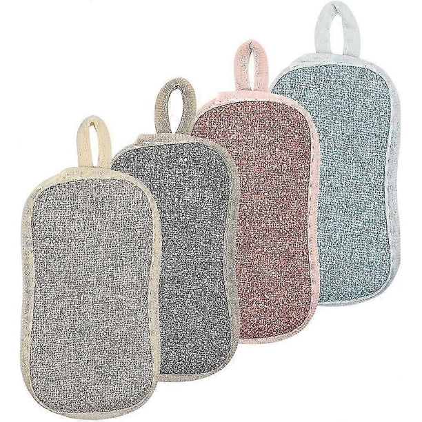 4 Pack Washable Dishwashing Sponges, Reusable Dishwashing Sponges, Microfiber Scrubbing Sponges