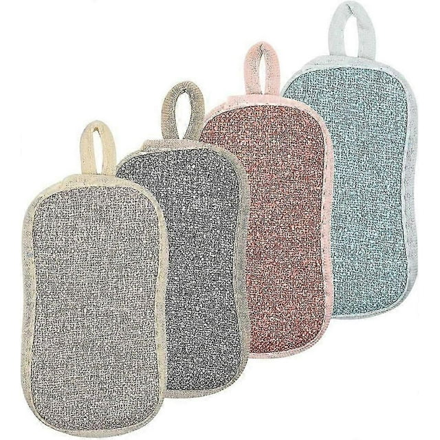 4 Pack Washable Dishwashing Sponges, Reusable Dishwashing Sponges, Microfiber Scrubbing Sponges