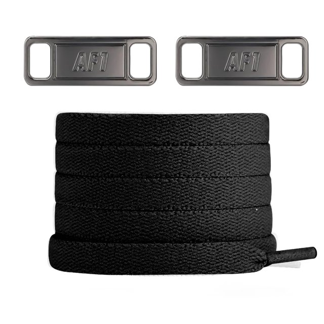 YLOKO Air Force 1 - Cordones para zapatos con cordones originales para zapatillas, etiqueta de encaje de metal para zapatillas, diseños personalizados para tu AF1 (negro)