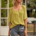 thumbnail image 4 of Camiseta Mujer Manga Corta Botón Camiseta Mujer Verano Top Blusa, L, Verde Eigraketly AP001222-07, 4 of 7