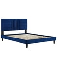 thumbnail image 3 of Platform Bed Frame, Tufted, King, Blue Navy, Velvet, Mid Century Bedroom, Modern Contemporary Boutique HB35647, 3 of 8
