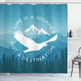 thumbnail image 1 of Quote Shower Curtain, Hand Drawn Life is a Journey Quote with Mountains and Eagle Silhouette, Fabric Bathroom Set with Hooks, 69W X 84L Inches Extra Long, Blue Pale Blue and White, by Ambesonne, 1 of 3