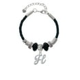 thumbnail image 2 of Delight Jewelry Silvertone Small Gelato Script Initial - H - Middle Sister Celtic Knot Leather Bead Bracelet, 7"+2" Extender, 2 of 4