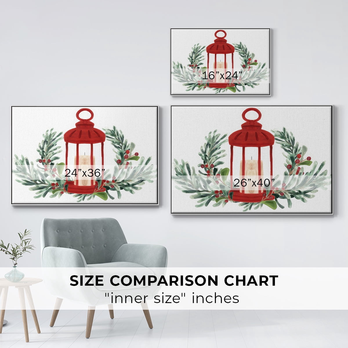 Woodland Holiday Collection A - Framed Gallery Wrapped Holiday Canvas - 37 x 25 - White Frame